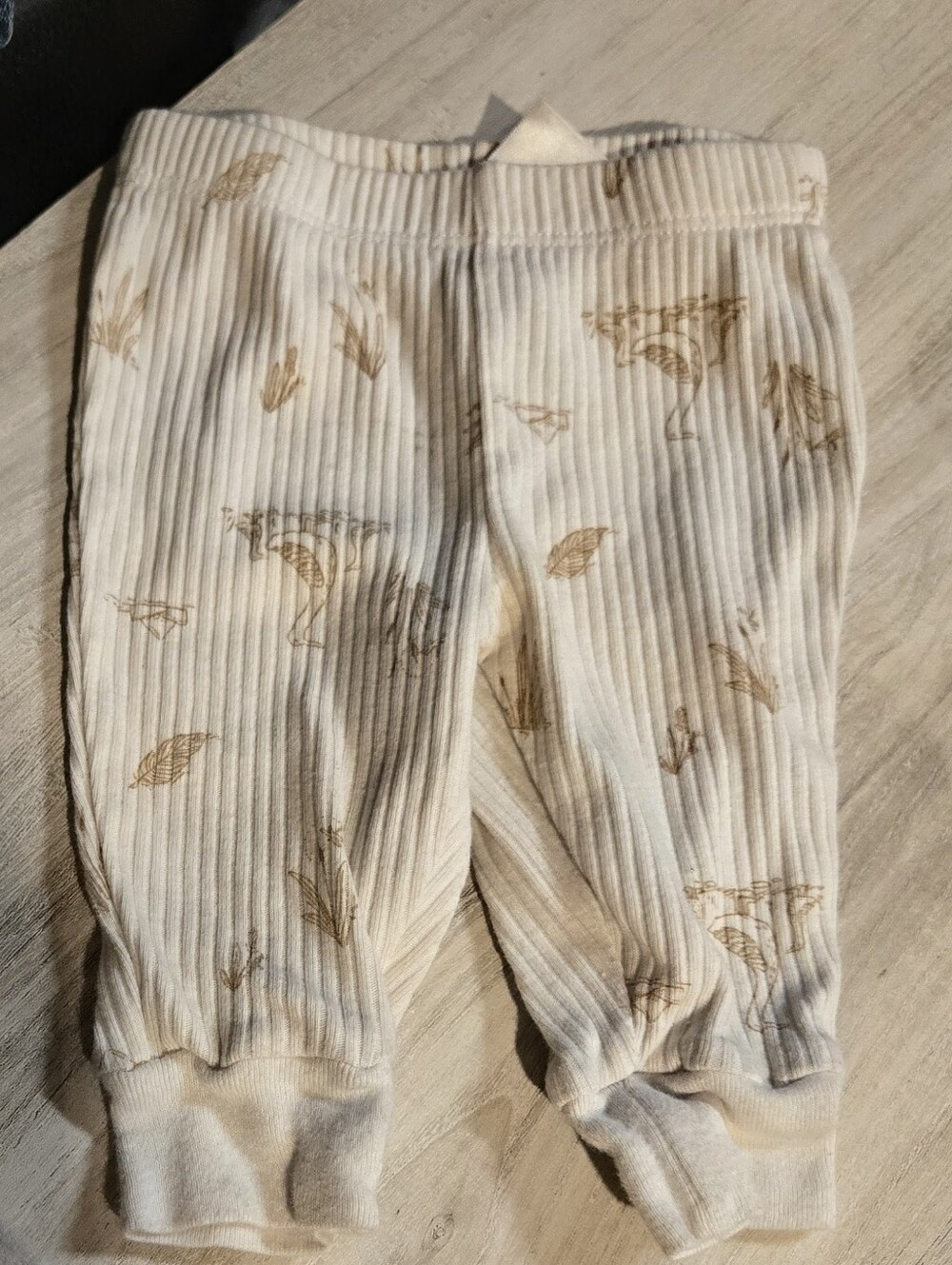5/$25 Carter's Cream Ribbed Leggings with Brown Leaf Motif